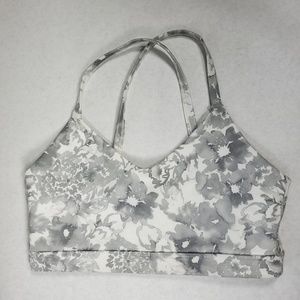 Glyder Grey and White Flowers Sports Bra